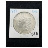 1882 UNC Morgan Silver Dollar Coin
