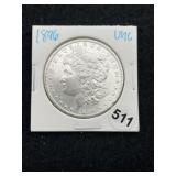 1896 UNC Morgan Silver Dollar Coin