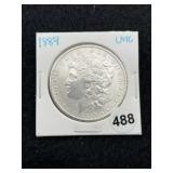 1889 UNC Morgan Silver Dollar Coin