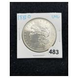 1881 O UNC Morgan Silver Dollar Coin