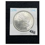 1886 UNC Morgan Silver Dollar Coin