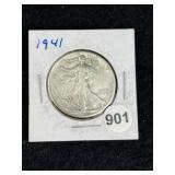 1941 Walking Liberty Half Dollar Silver Coin