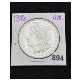 1896 UNC Morgan Silver Dollar Coin