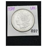 1889 UNC Morgan Silver Dollar Coin