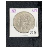 1881 UNC Morgan Silver Dollar Coin