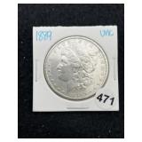 1889 UNC Morgan Silver Dollar Coin