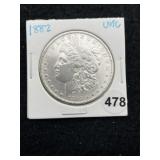 1882 UNC Morgan Silver Dollar Coin