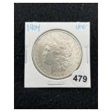 1904 UNC Morgan Silver Dollar Coin