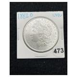 1882 O UNC Morgan Silver Dollar Coin