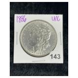 1886 UNC Morgan Silver Dollar Coin