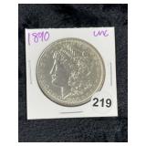 1890 UNC Morgan Silver Dollar Coin