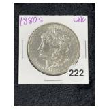 1880 S UNC Morgan Silver Dollar Coin