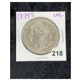 1879 S UNC Morgan Silver Dollar Coin
