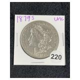 1879 S UNC Morgan Silver Dollar Coin