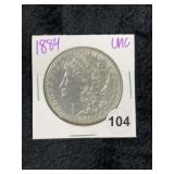 1884 UNC Morgan Silver Dollar Coin
