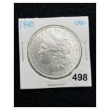 1890 UNC Morgan Silver Dollar Coin