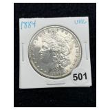 1884 UNC Morgan Silver Dollar Coin