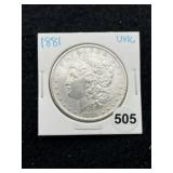 1881 UNC Morgan Silver Dollar Coin