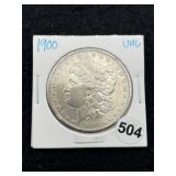 1900 UNC Morgan Silver Dollar Coin