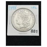 1898 UNC Morgan Silver Dollar Coin