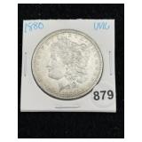1880 UNC Morgan Silver Dollar Coin