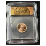 2025-P ICG - MS67 RD Last Year of Issue Penny Coin