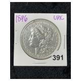 1896 UNC Morgan Silver Dollar Coin