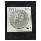 1897 S UNC Morgan Silver Dollar Coin