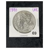 1890 UNC Morgan Silver Dollar Coin