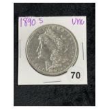 1890 S UNC Morgan Silver Dollar Coin