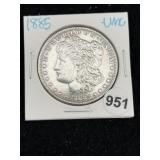 1885 UNC Morgan Silver Dollar Coin