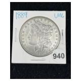 1889 UNC Morgan Silver Dollar Coin