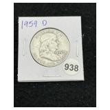 1959 D Franklin Half Dollar Silver Coin