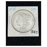 1878 UNC Morgan Silver Dollar Coin