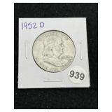 1952 D Franklin Half Dollar Silver Coin