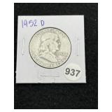 1952 D Franklin Half Dollar Silver Coin