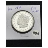 1 Ounce .999 Fine Silver Round Coin
