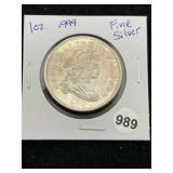 1 Ounce .999 Fine Silver Round Coin