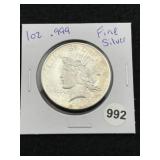 1 Ounce .999 Fine Silver Round Coin