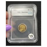 1911 ICG - Genuine $2 & 1/2 Dollar Gold Coin