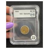 1910 ICG - Genuine $2 & 1/2 Dollar Gold Coin