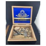 Wooden Cigar Box full of Blades, Arrowheads, Scrap