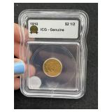 1910 ICG - Genuine $2 1/2 Gold Dollar Coin