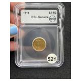 1913 ICG - Genuine $2 1/2 Gold Dollar Coin