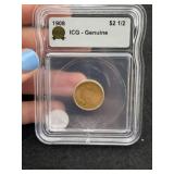 1908 ICG - Genuine $2 1/2 Gold Dollar Coin