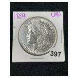 1889 UNC Morgan Silver Dollar Coin