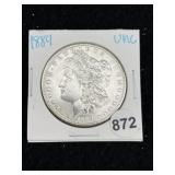 1889 UNC Morgan Silver Dollar Coin