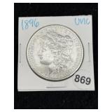 1896 UNC Morgan Silver Dollar Coin