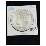 1896 UNC Morgan Silver Dollar Coin