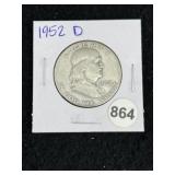 1952 D Franklin Half Dollar Silver Coin